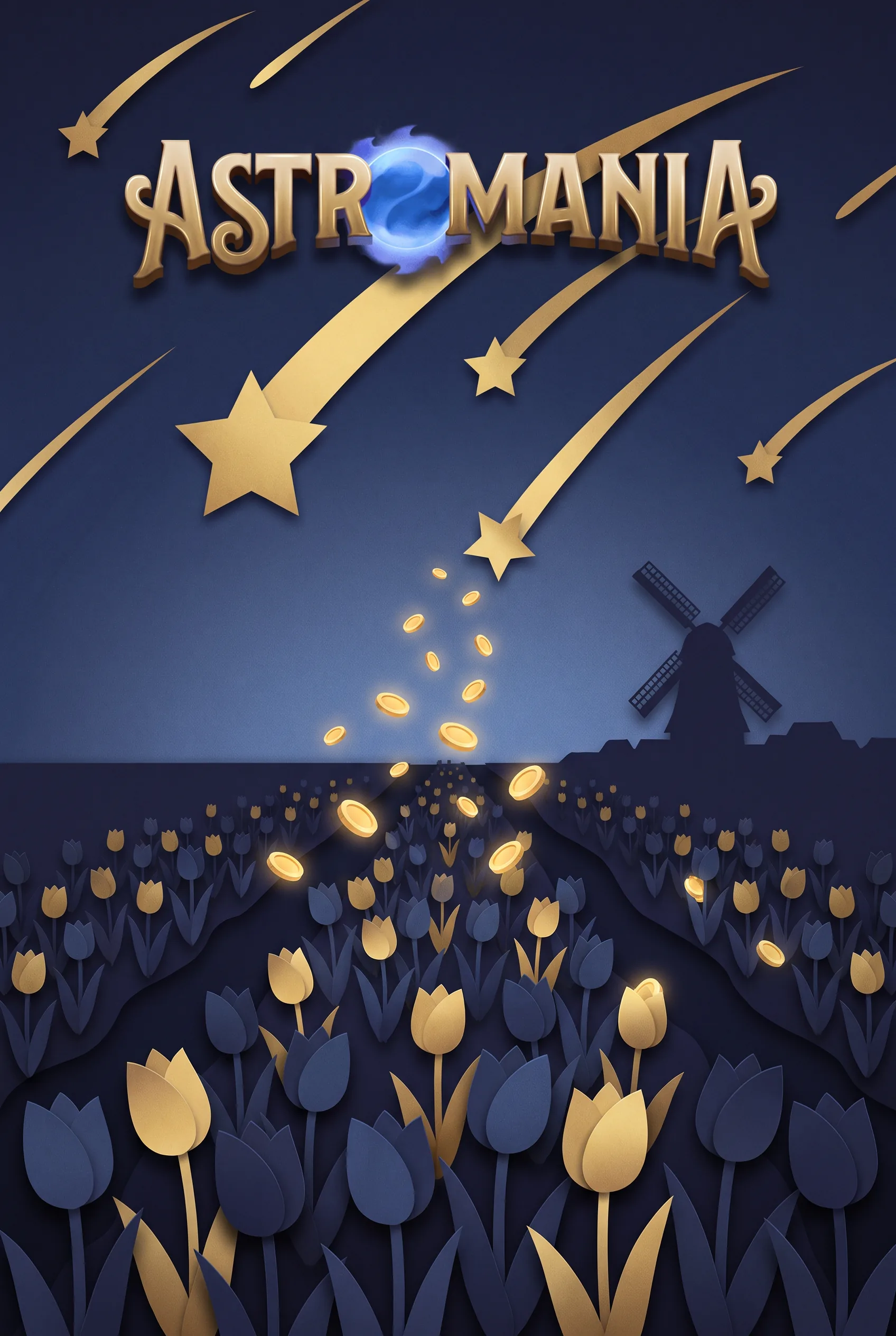 Illustratie van het Astromania welkomstpakket met gouden sterren